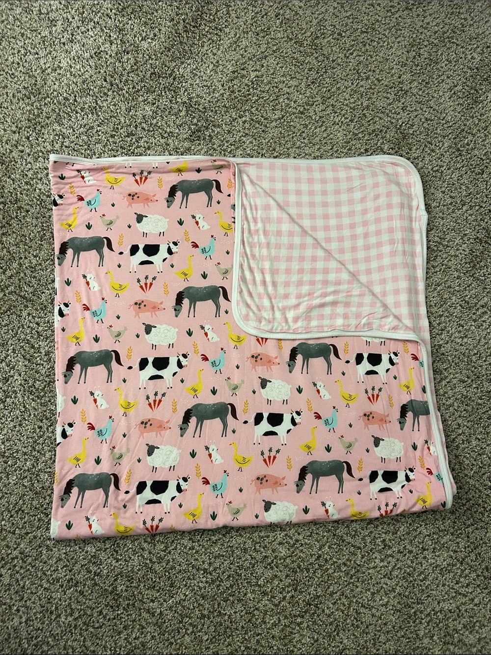 Little Sleepies Pink Farm Print Blanket